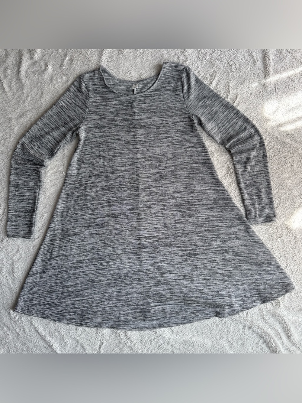 Women's Gray Long-Sleeve A-Line Dress